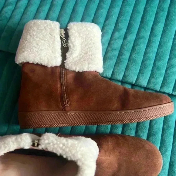 New Porte & Paire shearling-trimmed suede boots sz 10 - Picture 5 of 9